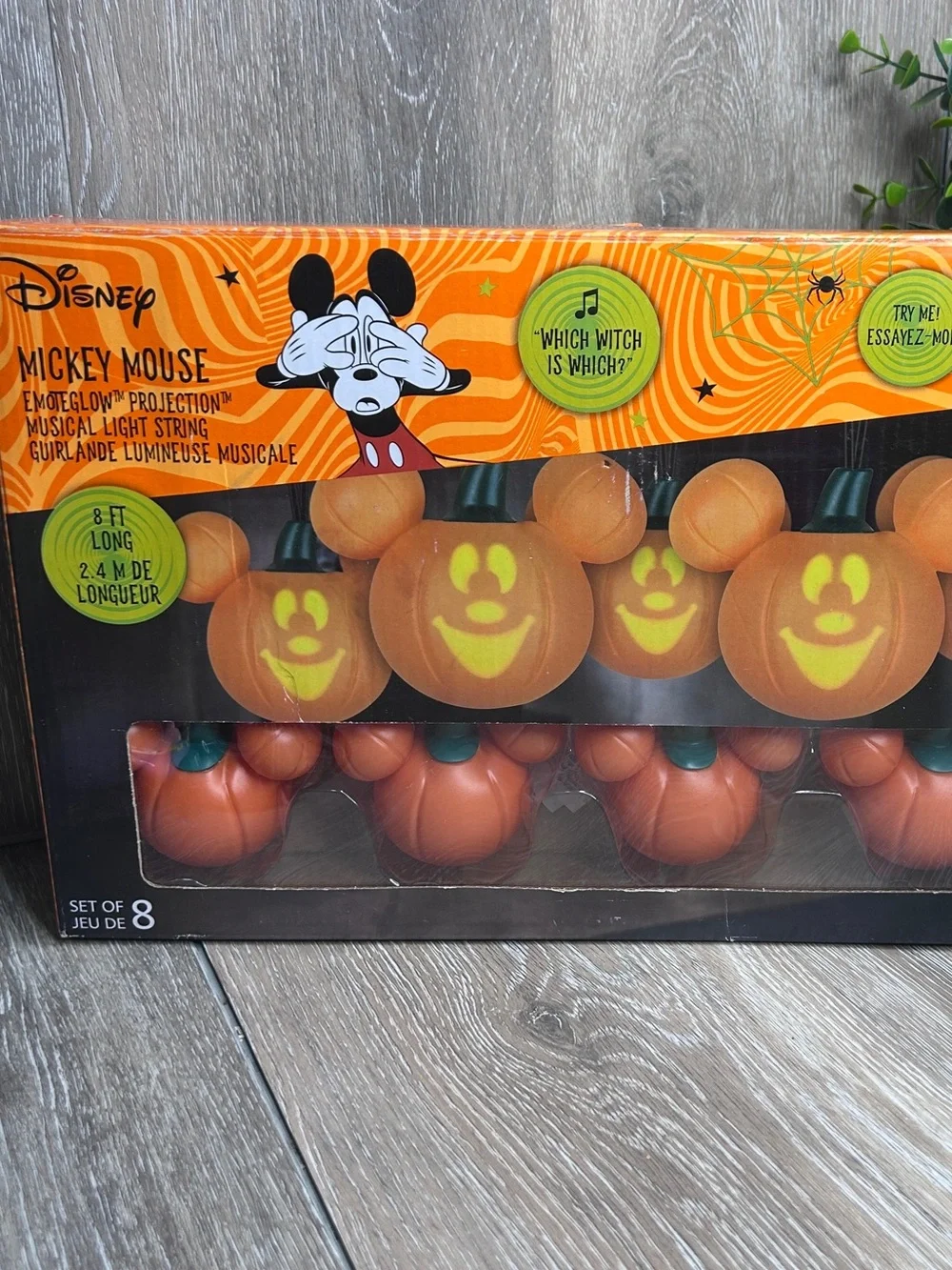 🎃 Disney Mickey Mouse Emoteglow Halloween Pumpkin Musical Light String 8ft